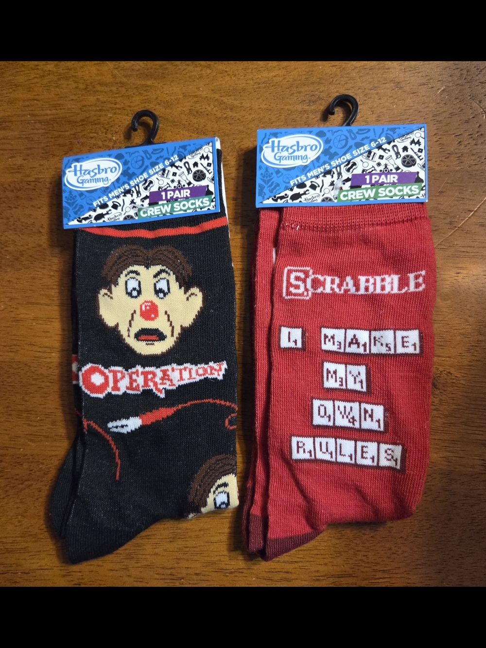 Hasbro Operation & Scrabble Crew Socks - Red & Black